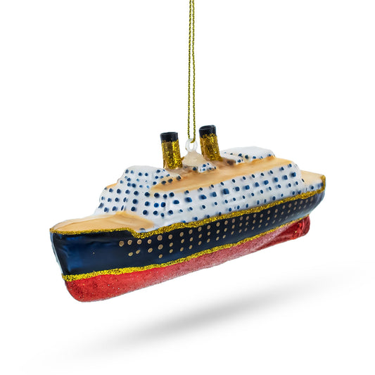 Titanic Ship Glass Christmas Ornament