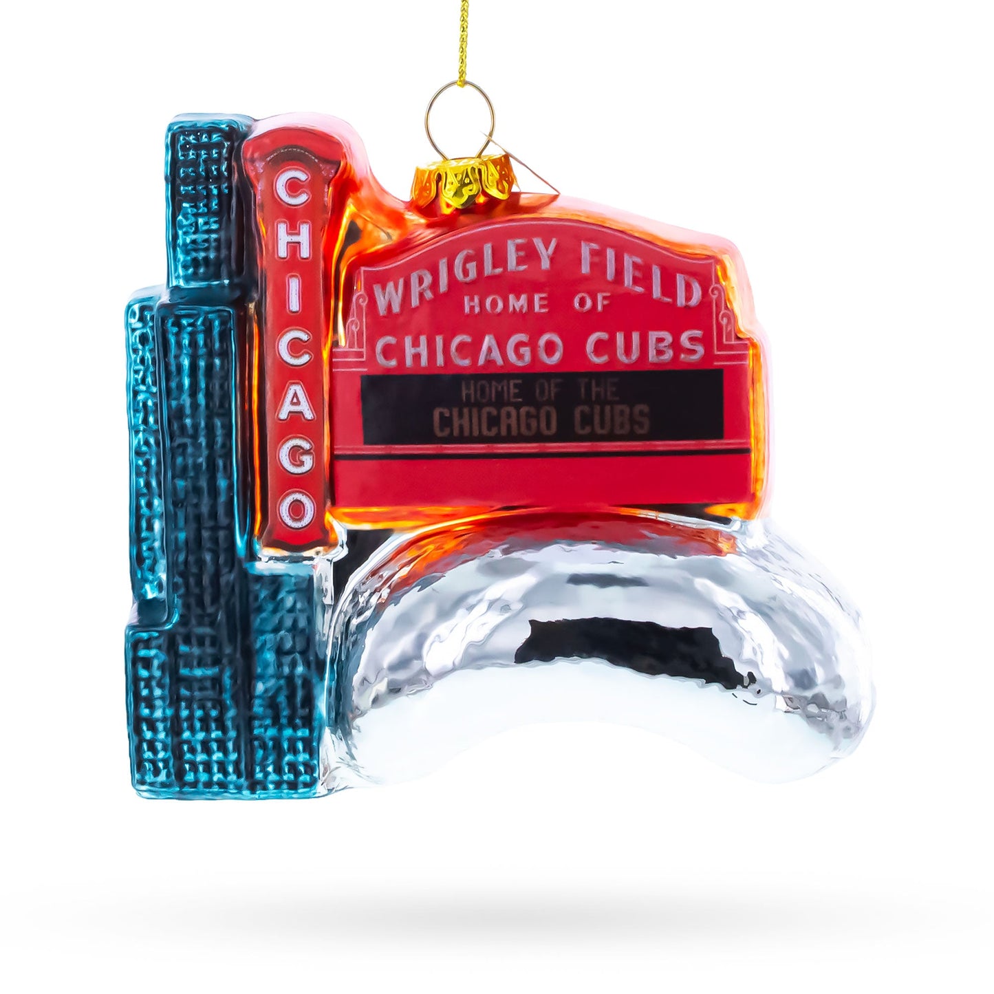 Chicago Travel Attractions Glass Christmas Ornament