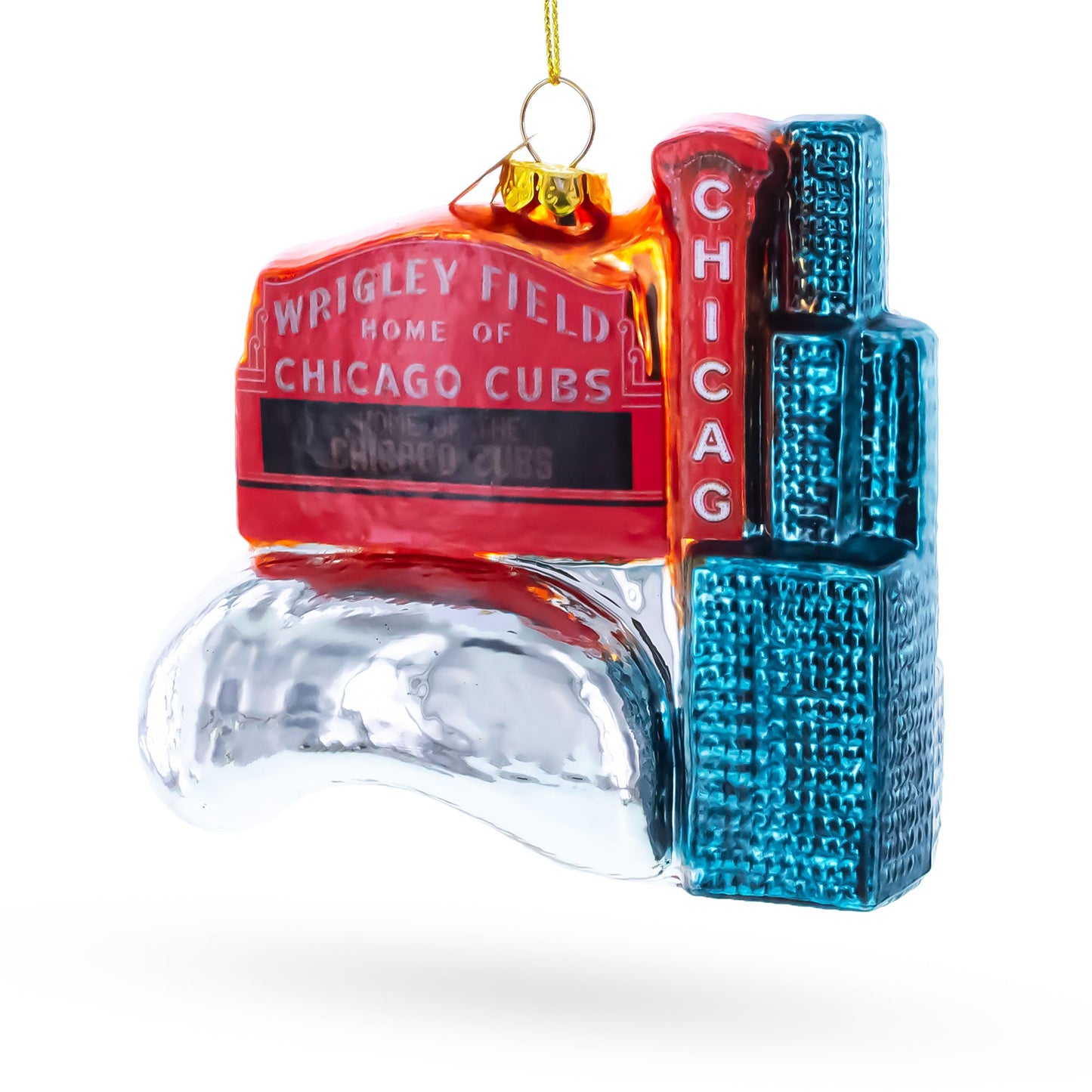 Chicago Travel Attractions Glass Christmas Ornament