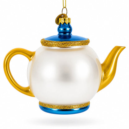 Decorated Teapot Glass Christmas Ornament