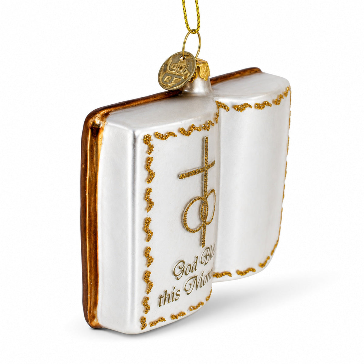 Romantic Wedding Book Glass Christmas Ornament