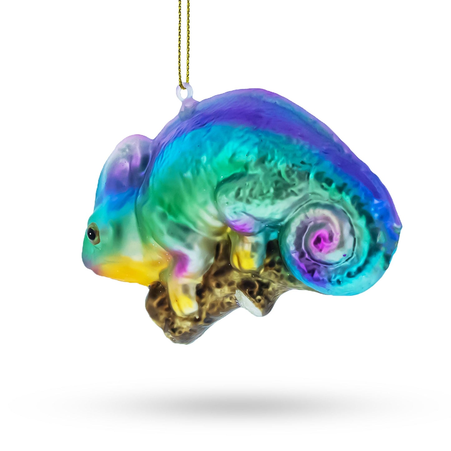 Rainbow Chameleon Glass Christmas Ornament