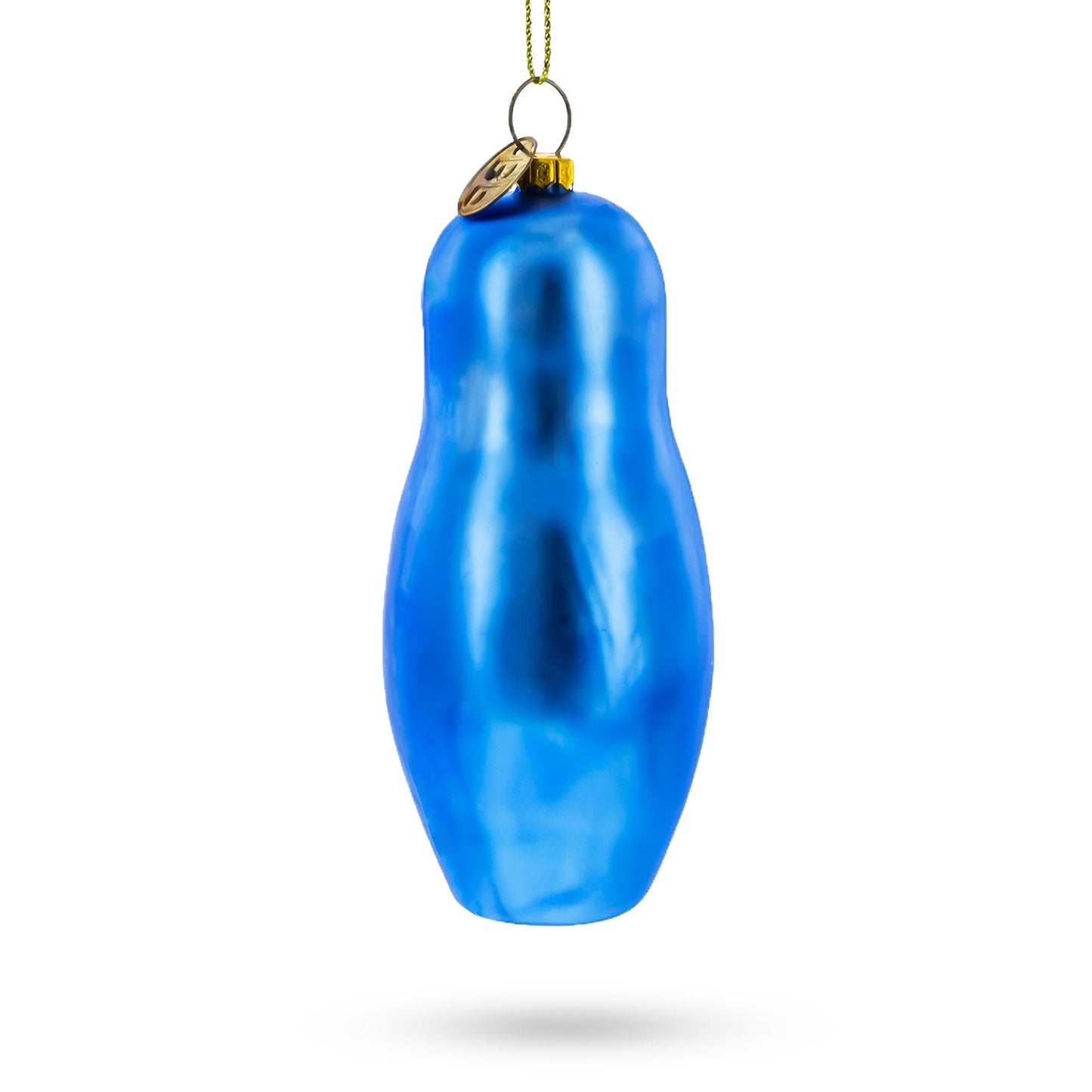 Blue Doll with Flower Glass Christmas Ornament