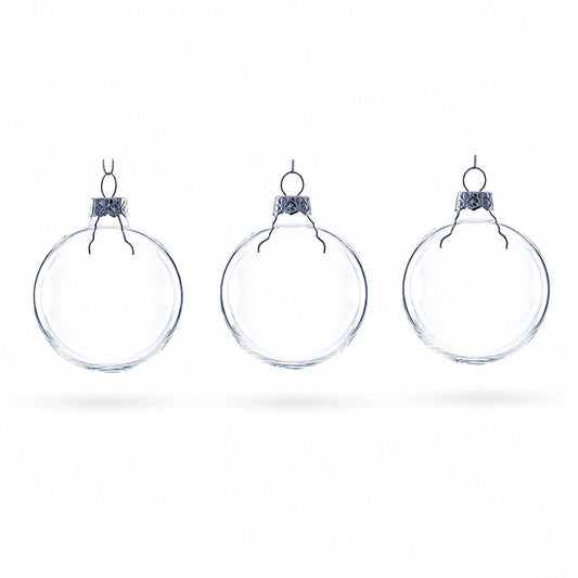 Set of 3 Clear Glass Ball Ornament 2.5