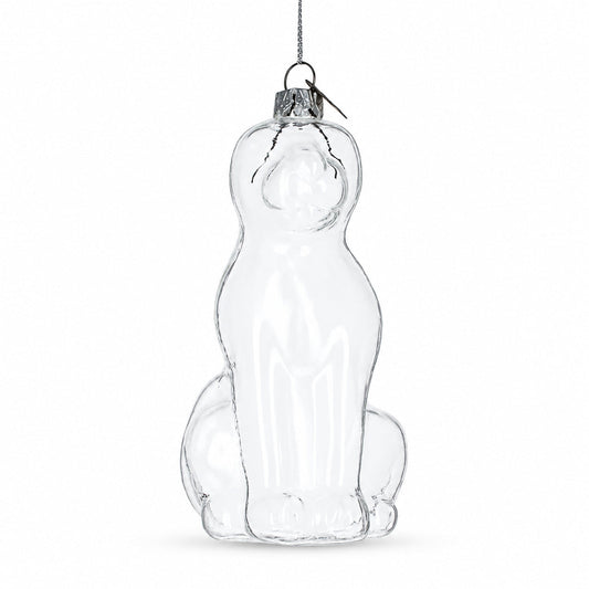 Unpainted Dog Clear Glass Christmas Ornament