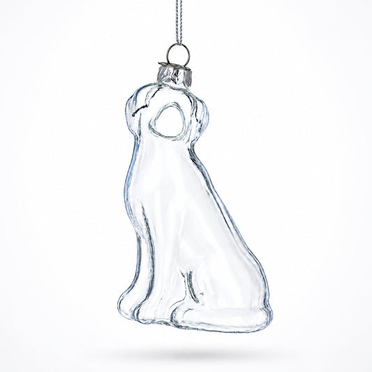 Dog Clear Glass Christmas Ornament