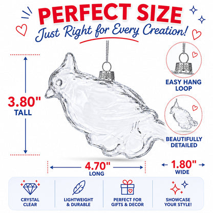 Cardinal Clear Glass Christmas Ornament