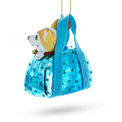 Chic Chihuahua in Handbag Glass Christmas Ornament