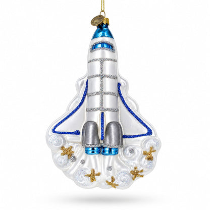 Space Shuttle Take-off Glass Christmas Ornament