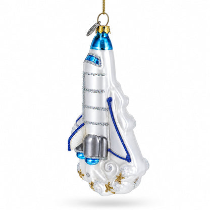 Space Shuttle Take-off Glass Christmas Ornament