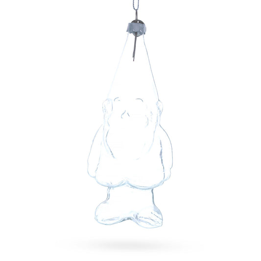 Enchanted Gnome Clear Glass Christmas Ornament