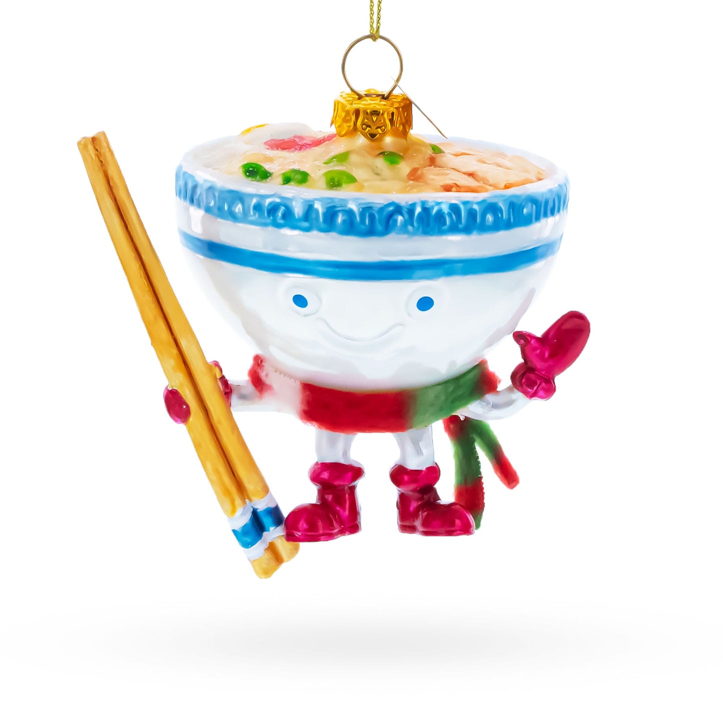 Noodle Ramen Bowl with Chopsticks Glass Christmas Ornament