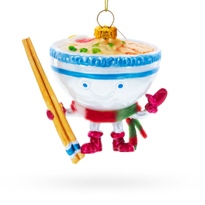 Noodle Ramen Bowl with Chopsticks Glass Christmas Ornament