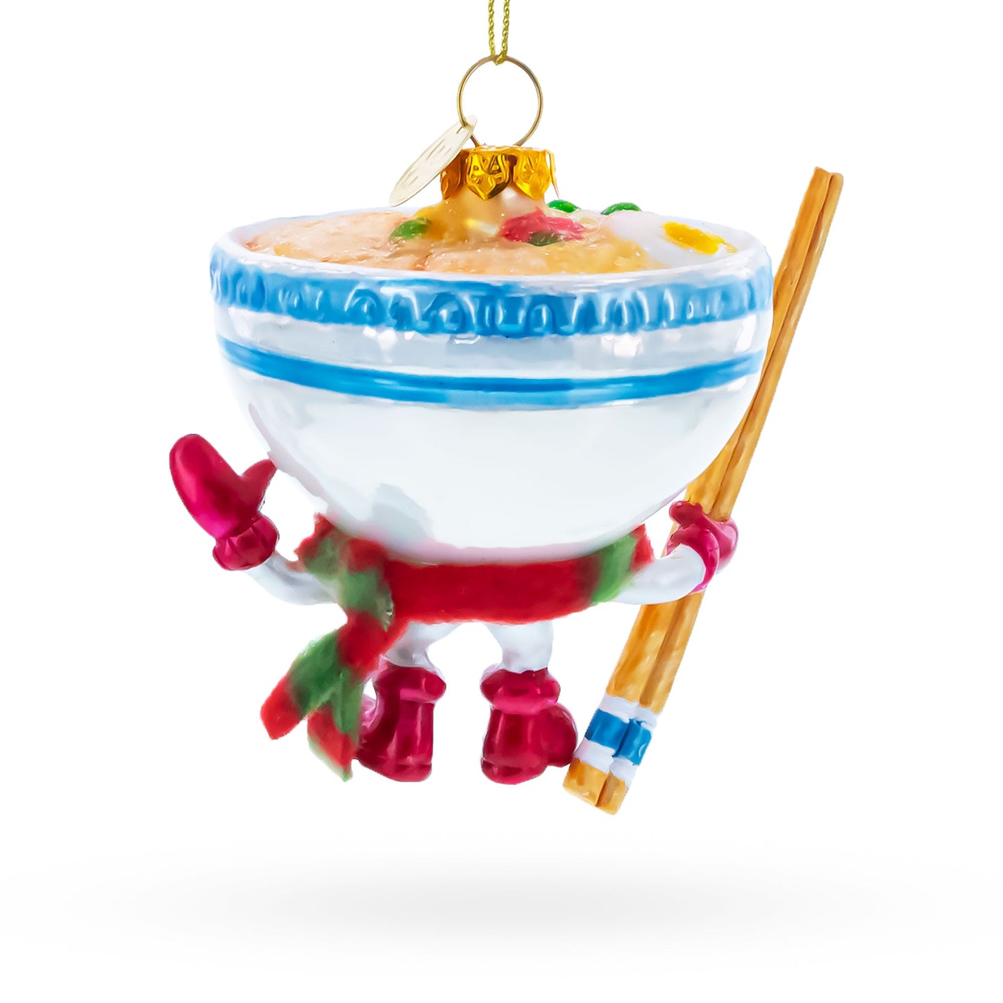 Noodle Ramen Bowl with Chopsticks Glass Christmas Ornament