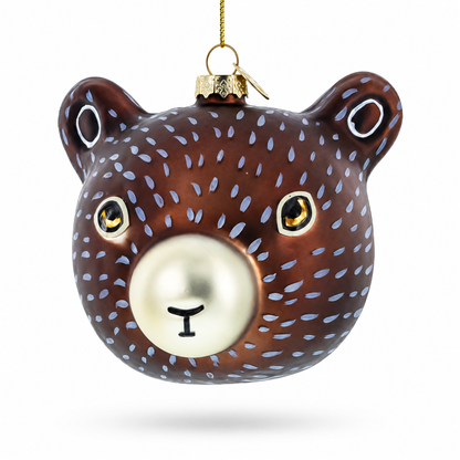 Bear Head Whimsical Glass Christmas Ornament