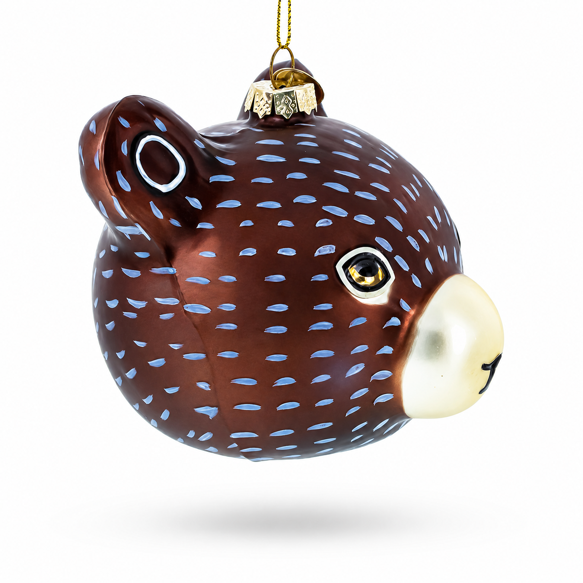Bear Head Whimsical Glass Christmas Ornament