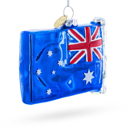 Waving Flag of Australia Glass Christmas Ornament