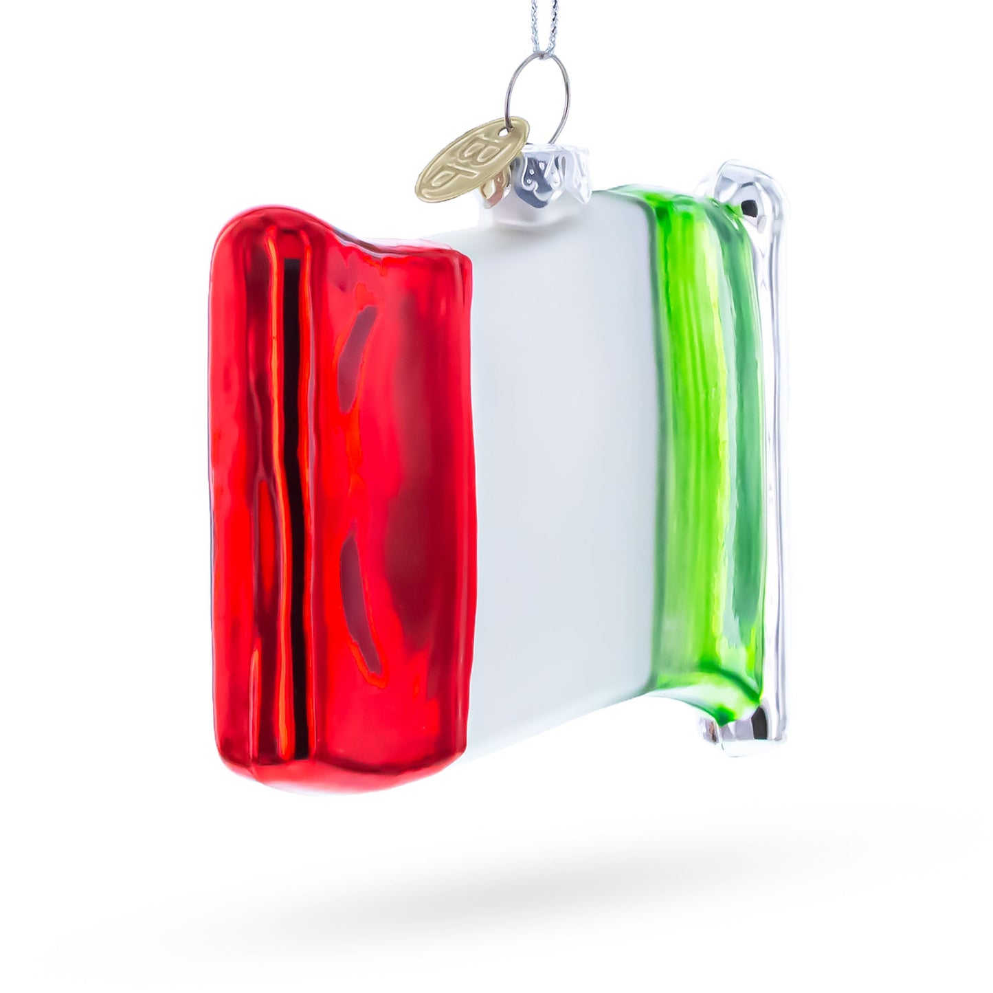 Waving Flag of Italy Glass Christmas Ornament