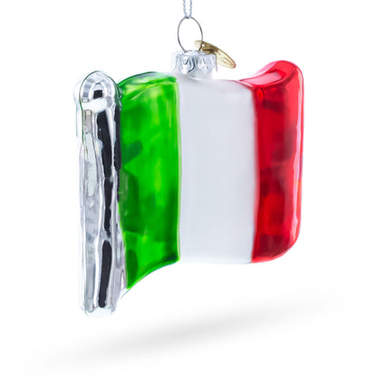 Waving Flag of Italy Glass Christmas Ornament