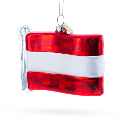 Waving Flag of Austria Glass Christmas Ornament