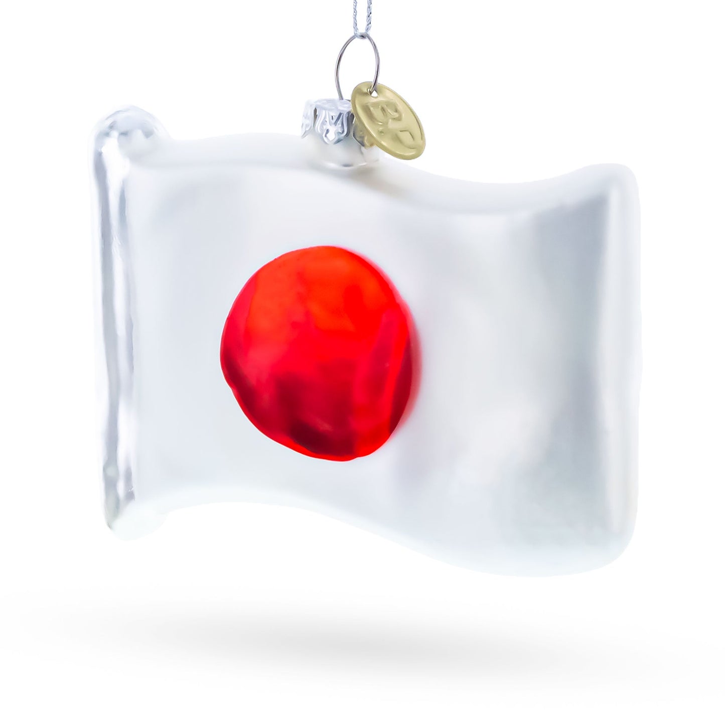 Waving Flag of Japan Glass Christmas Ornament