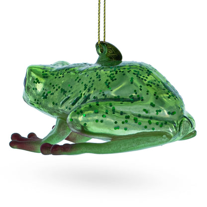 Green Frog Glass Christmas Ornament