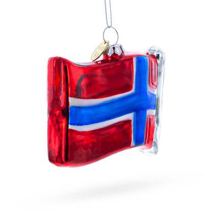 Waving Flag of Norway Glass Christmas Ornament