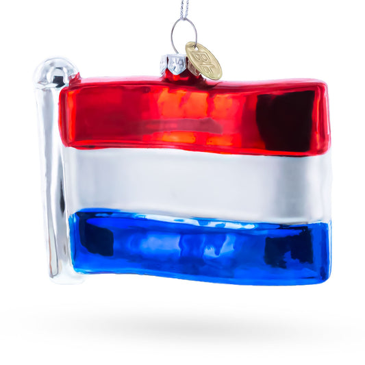 Waving Flag of Netherlands Glass Christmas Ornament
