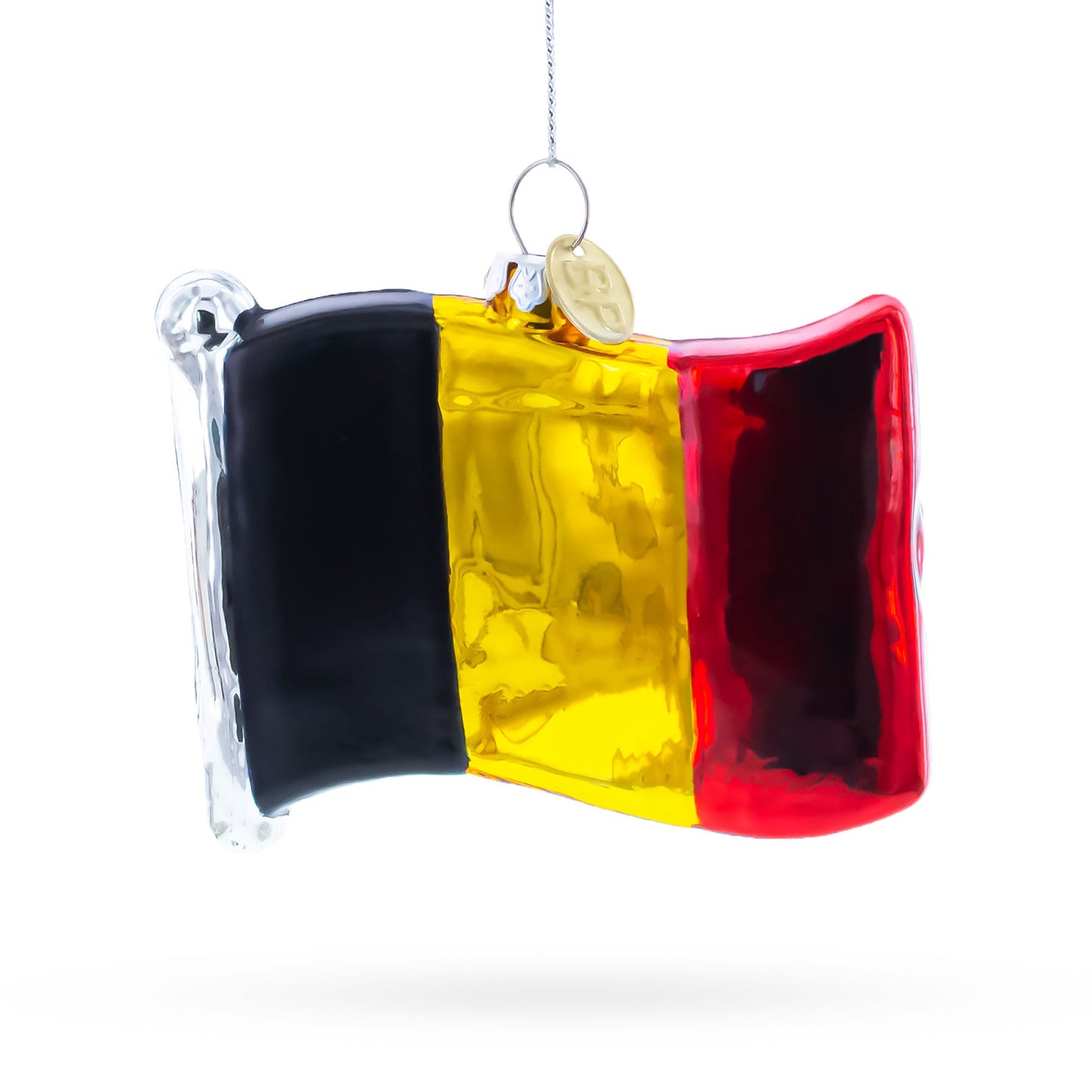 Waving Flag of Belgium Glass Christmas Ornament