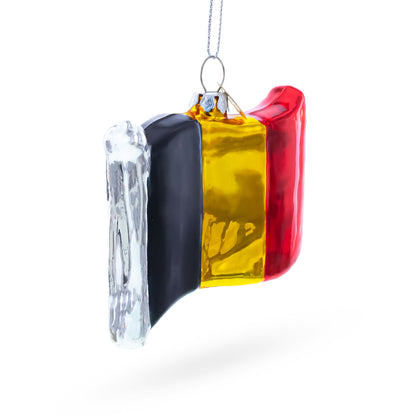Waving Flag of Belgium Glass Christmas Ornament