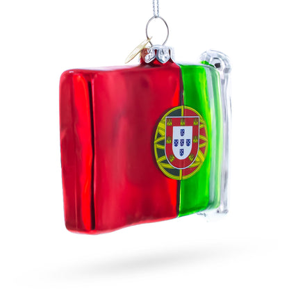 Waving Flag of Portugal Glass Christmas Ornament