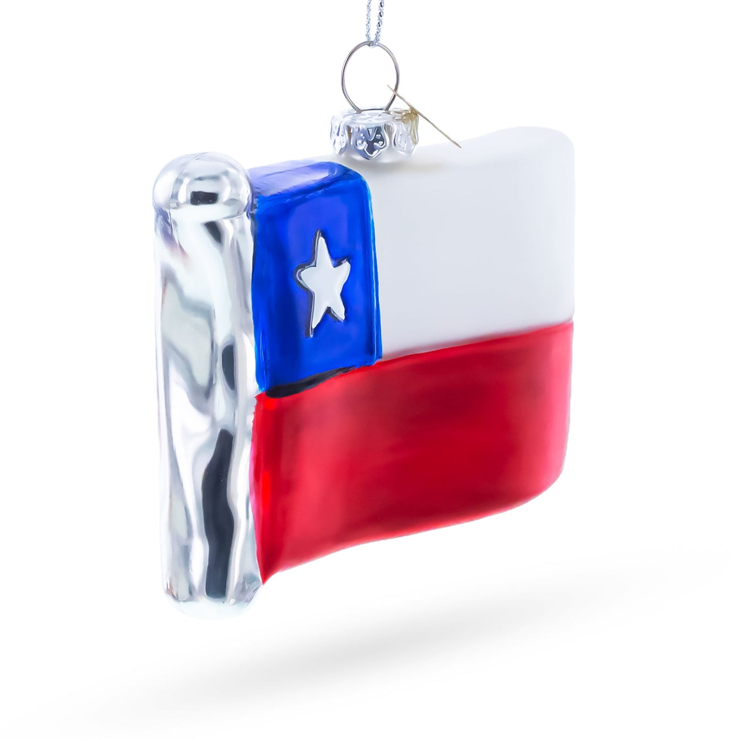 Waving Flag of Chile Glass Christmas Ornament