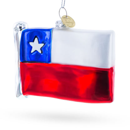Waving Flag of Chile Glass Christmas Ornament