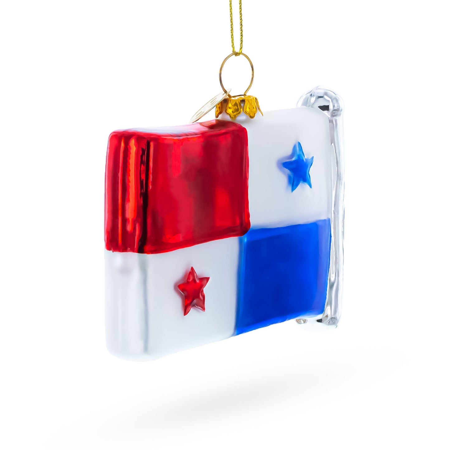 Waving Flag of Panama Glass Christmas Ornament