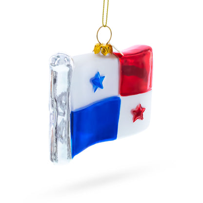 Waving Flag of Panama Glass Christmas Ornament