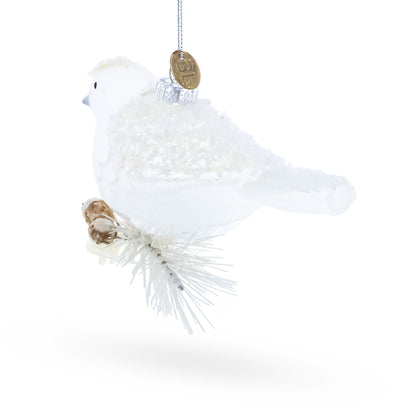 Frosted White Bird Glass Christmas Ornament