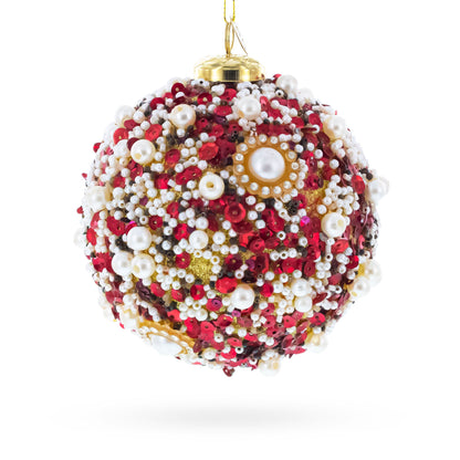 Luxury Pearl & Sequin Beaded Glass Christmas Ornament