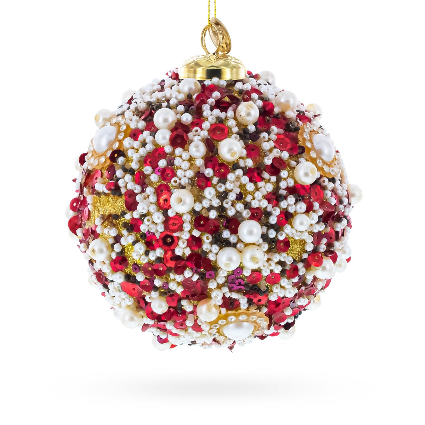 Luxury Pearl & Sequin Beaded Glass Christmas Ornament