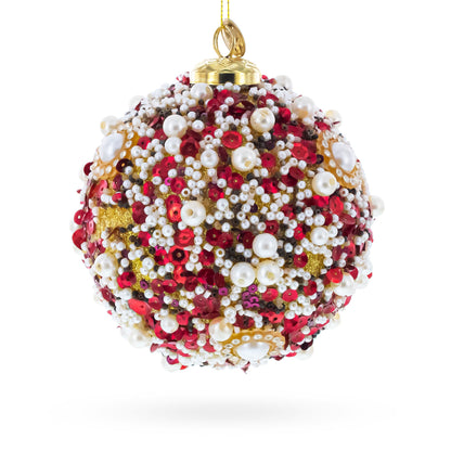 Luxury Pearl & Sequin Beaded Glass Christmas Ornament
