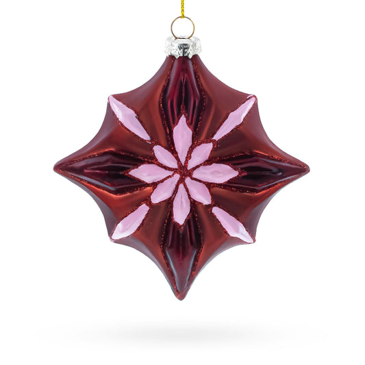 Red Starburst with Beaded Hanger Accent Glass Christmas Ornament