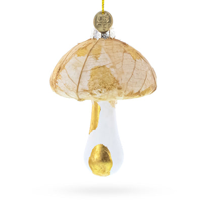 Gold Glitter Mushroom Glass Christmas Ornament