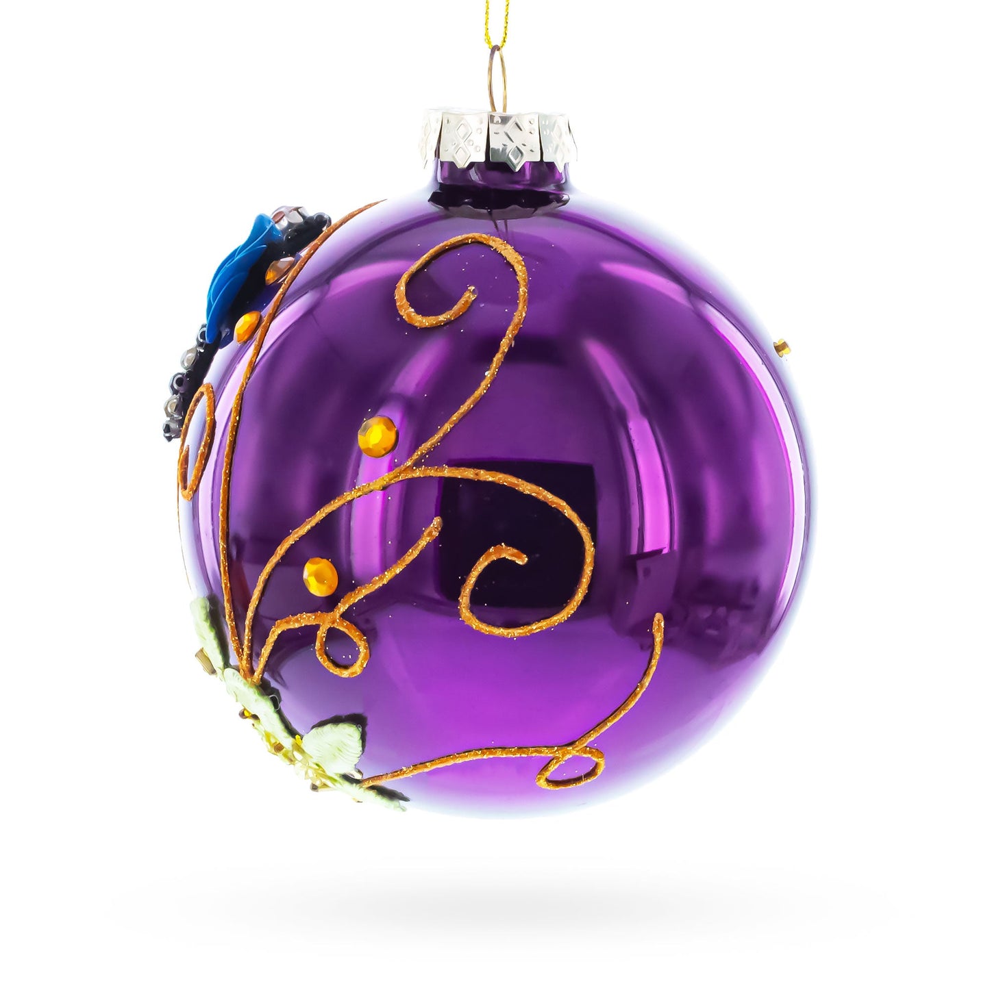 Purple Jewel Butterfly Glass Ball Christmas Ornament
