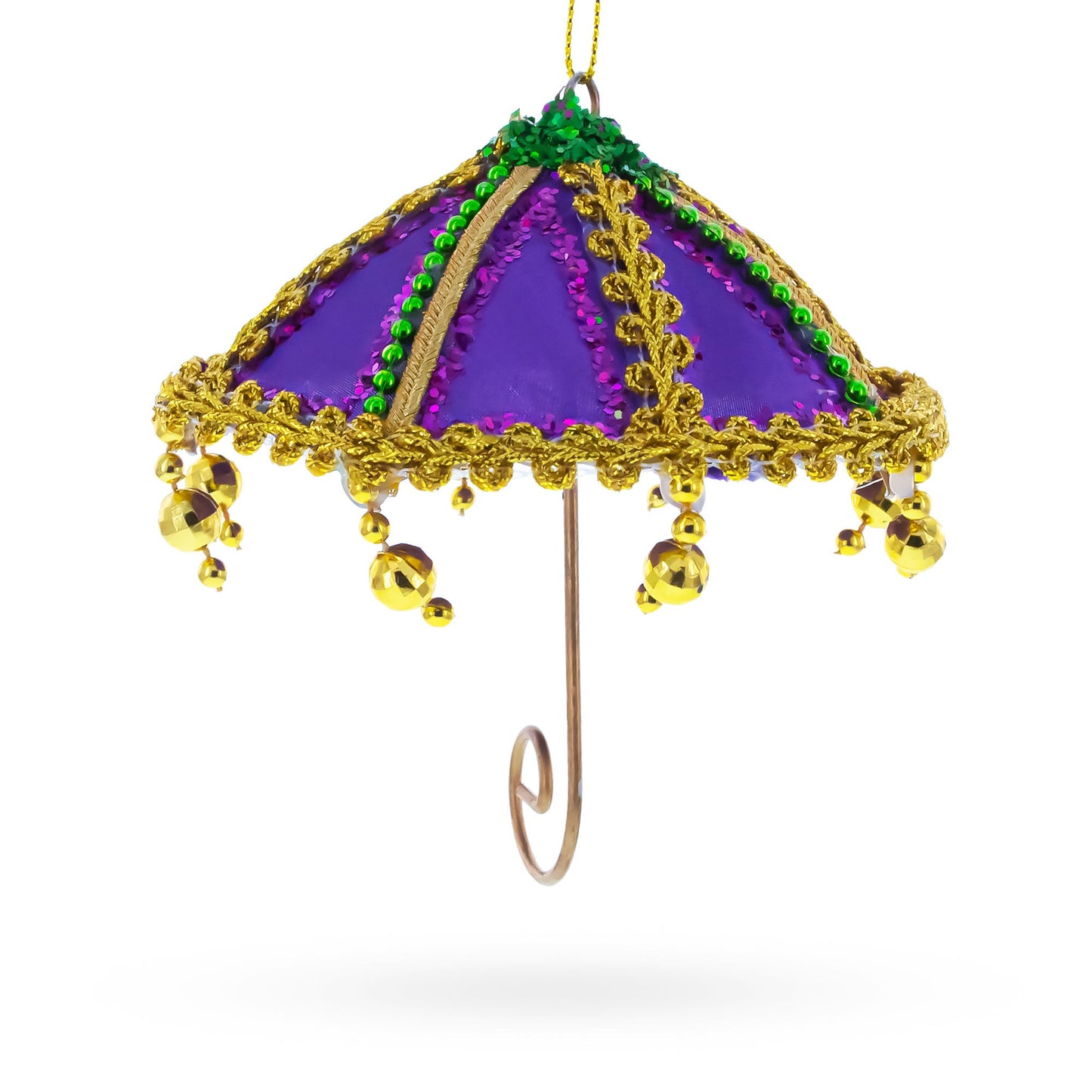 Whimsical Purple Umbrella with Beaded Accents Christmas Ornament