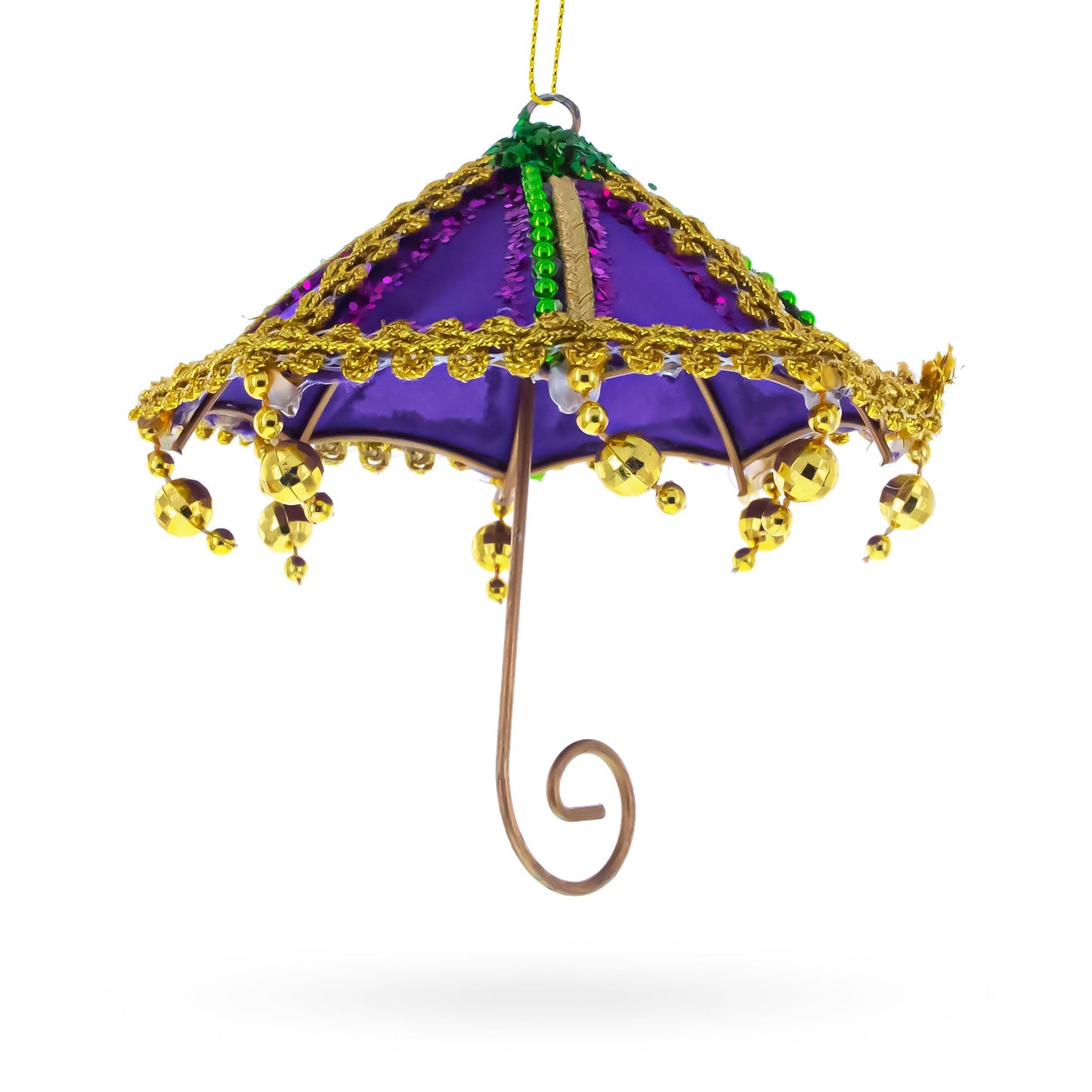 Whimsical Purple Umbrella with Beaded Accents Christmas Ornament