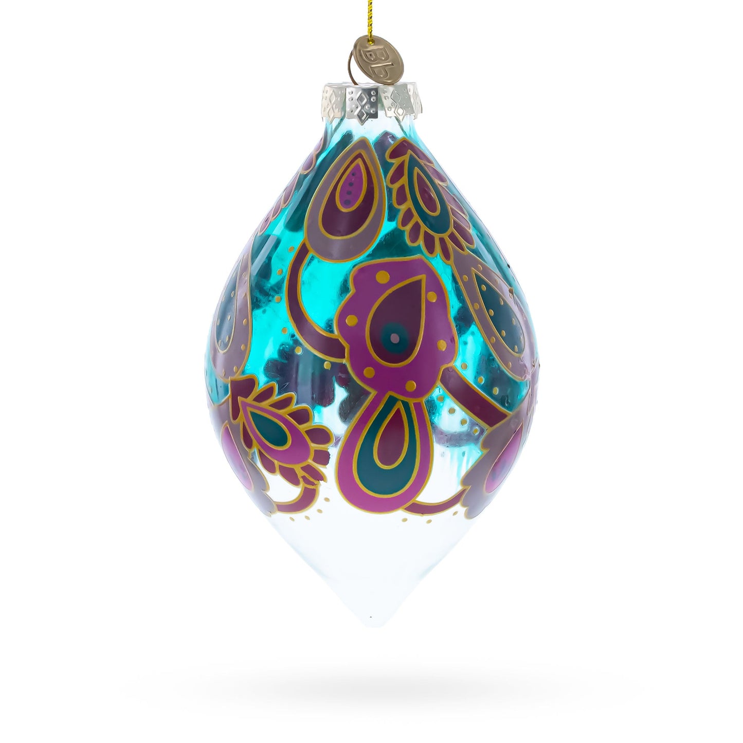 Teardrop Paisley Finial Glass Christmas Ornament