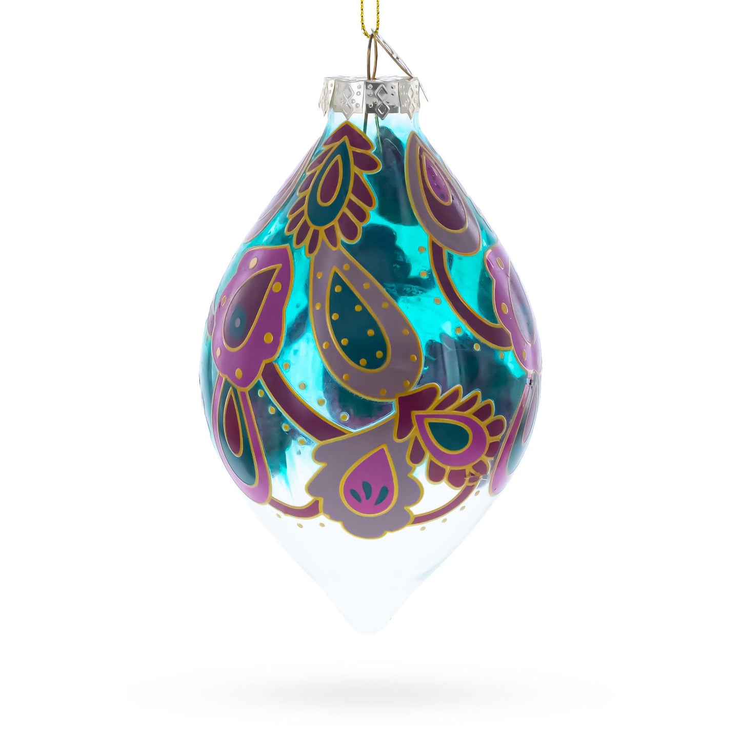 Teardrop Paisley Finial Glass Christmas Ornament
