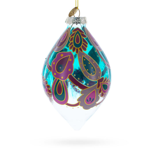 Teardrop Paisley Finial Glass Christmas Ornament