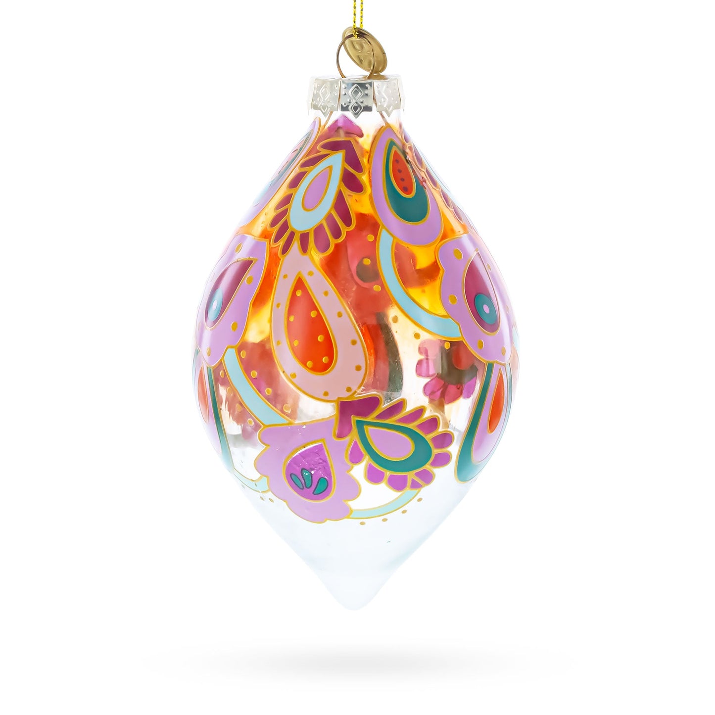 Copper Paisley Teardrop Glass Christmas Ornament