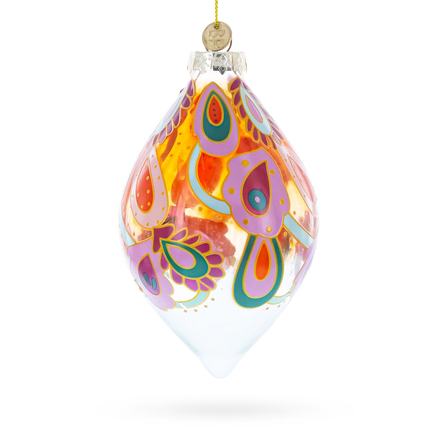 Copper Paisley Teardrop Glass Christmas Ornament