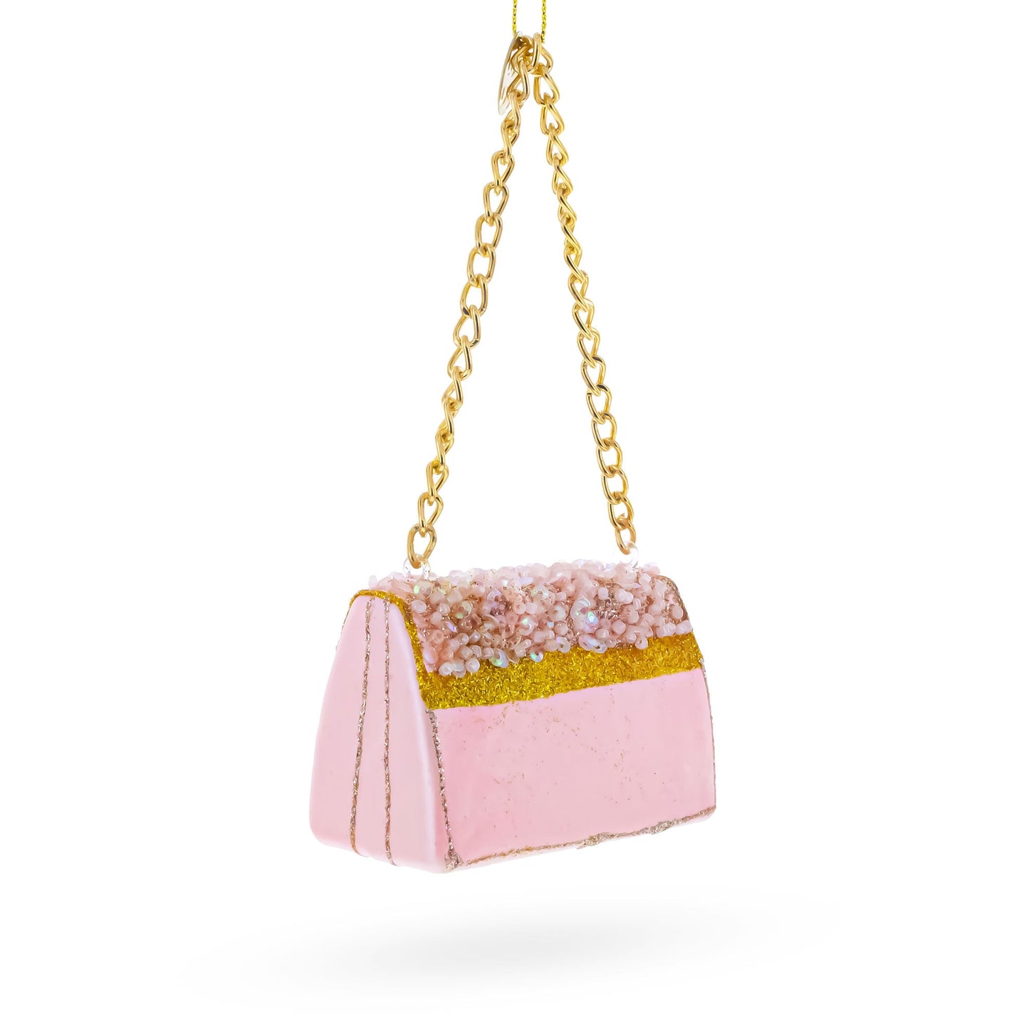 Pink Purse with Gold Chain  Glass  Christmas Ornament